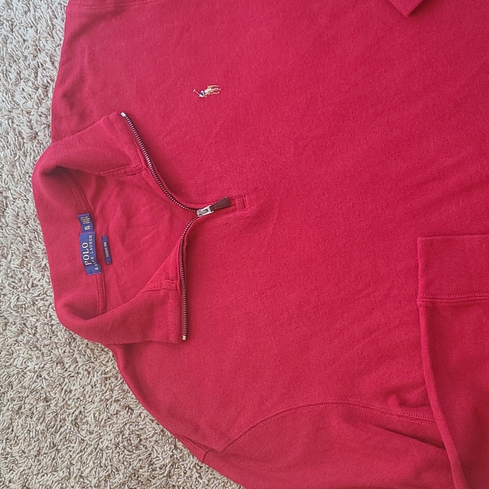 Polo Ralph Lauren Pullover 1/4 Zip Estate Rib Mens XL Red Colored Pony